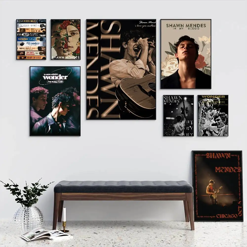 Pop Singer S-Shawn M-Mendes Classic Vintage Posters Decoracion Painting Wall Art White Kraft Paper Kawaii Room Decor