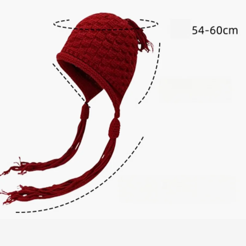 Unisex Winter Chunky Knit Ear Flap Hat Long Tassel Thermal Warm Beanie Cap Outdoor Ski Cycling Hat for Men Women Multiple Colors