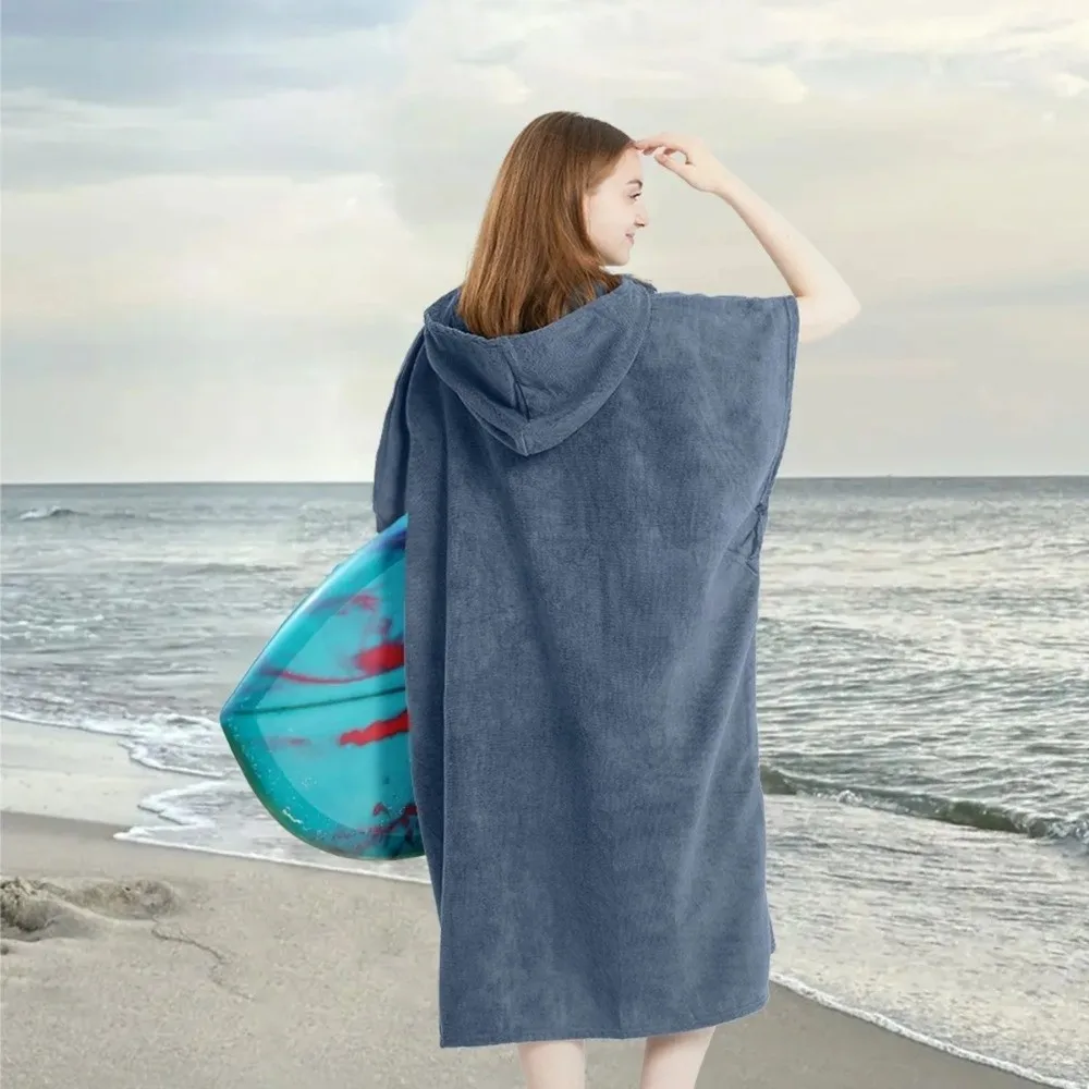 Bathrobe Microfiber Surf Poncho Towel Extra Large Thick Quick-Dry Towel Hooded Soft Changing Poncho Adults