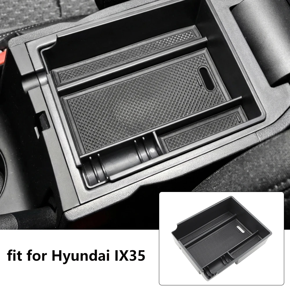Caixa de armazenamento para apoio de braço de carro em ABS, para Hyundai Ix35 Tucson ix 2010-2015, acessórios para carro, estilo automotivo
