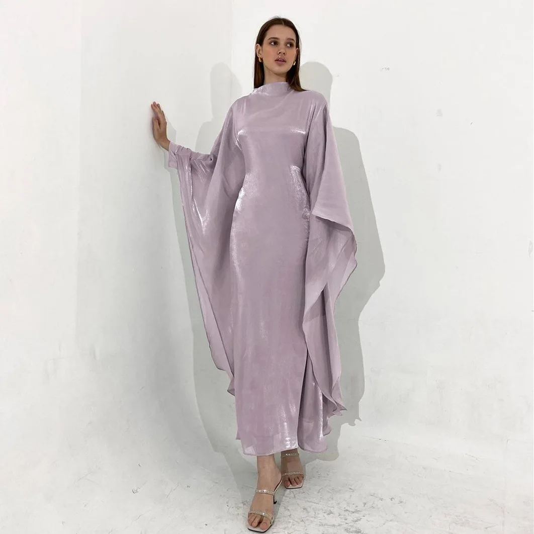 

Ramadan Satin Abaya Islam Muslim Summer Batwing Sleeve Maxi Dress Kebaya Abayas For Women Kaftan Robe Musulmane Femme Vestidos