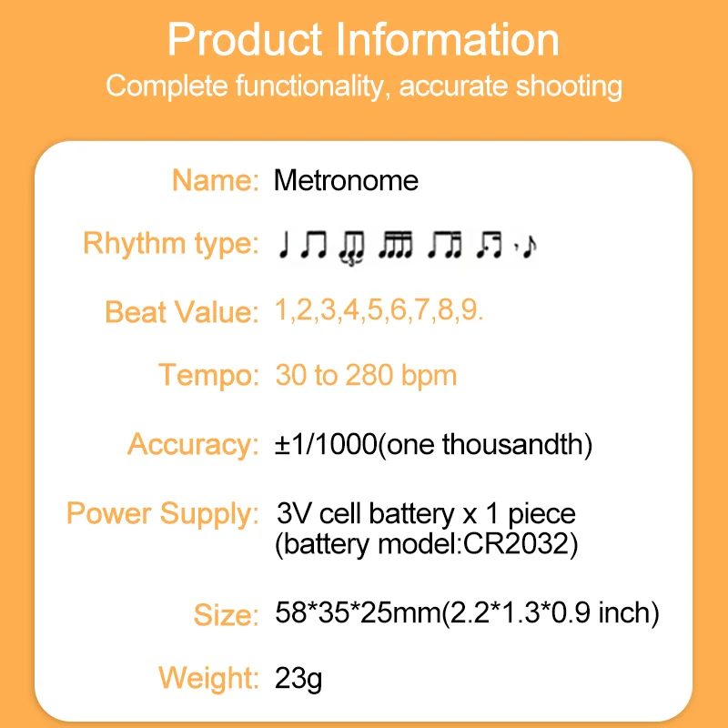 Digital Metronome Mini Metronome Clip-on LCD Volume Adjustable Portable Metronome  For Piano Guitar Flute Violin Drum