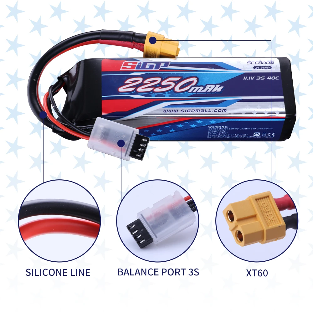 Kaufen Sie 1 und erhalten Sie 1 gratis SIGP 3S Lipo-Akku 11,1 V mit XT60-Stecker für RC-Drohne, Flugzeug, Quadcopter, Hubschrauber, FPV