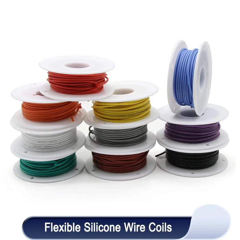 

Flexible Silicone Wire In Roll 30/28/26/24/22/20/18/16AWG Silicone Rubber Insulated Tinned Copper 600V Heat-resistant Cable Kit