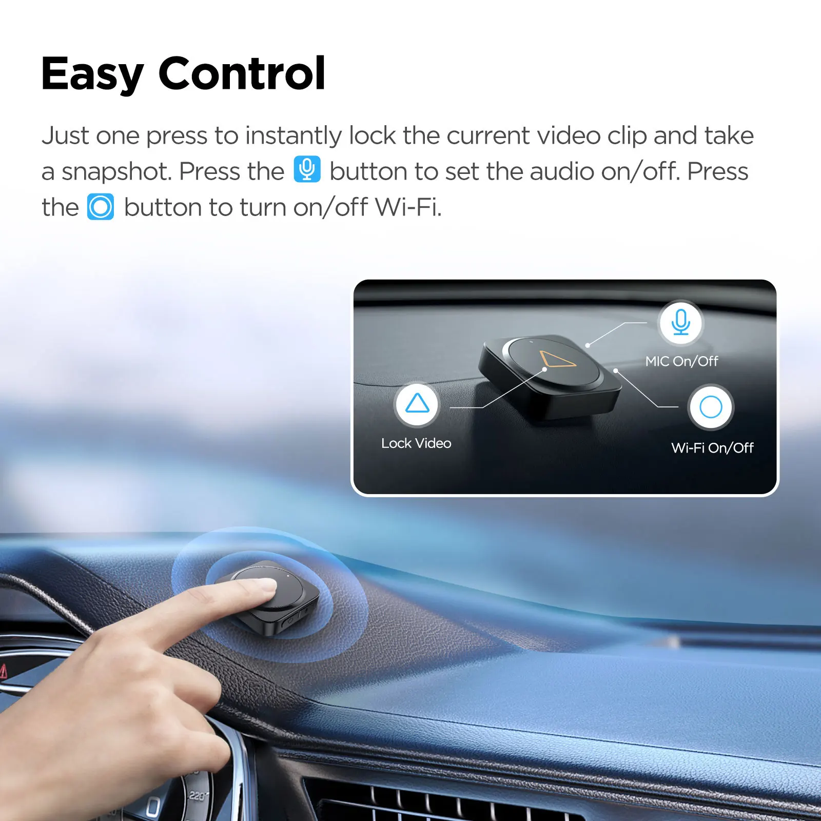 VIOFO BTR200 Bluetooth Remote Control with 3M adhesive For A229pro/A229PLUS Dash Camera