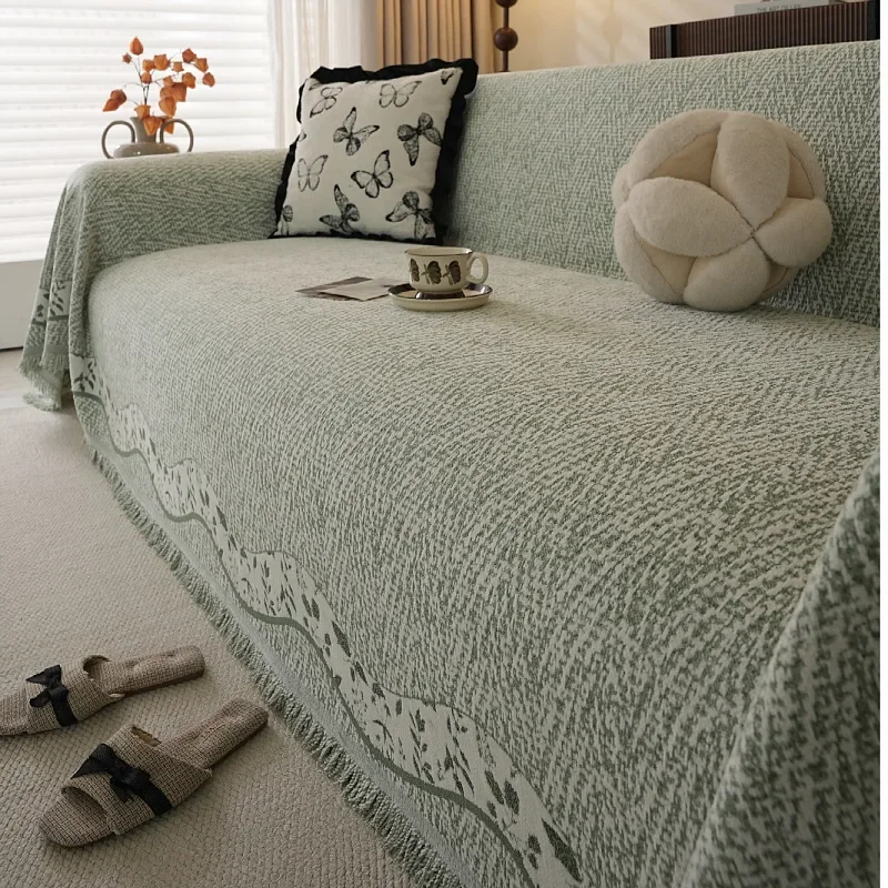Light Luxury Imitation Cotton Linen Sofa Cushion Living Room Decor Thickened Anti Slip Sofa Slipcover All Inclusive Sofa Blanket