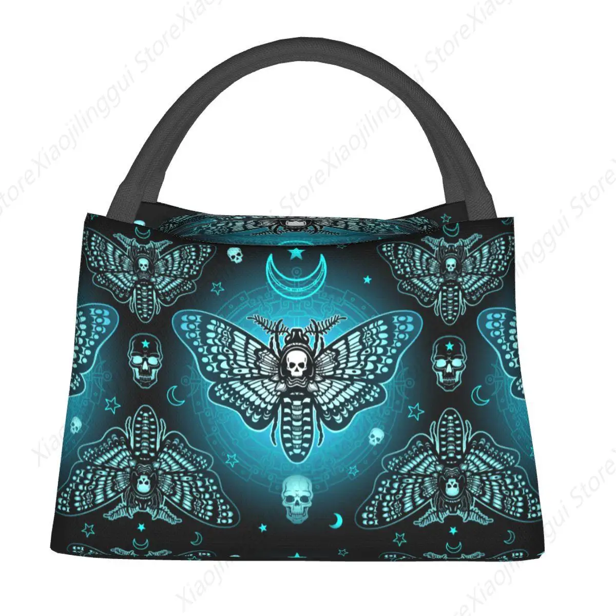 Mystical Death Moth Dead Head Lunch Bags Insulated Cooler Waterproof Picnic Travel Skull Moon Stars Esoteric Occultism Lunch Box