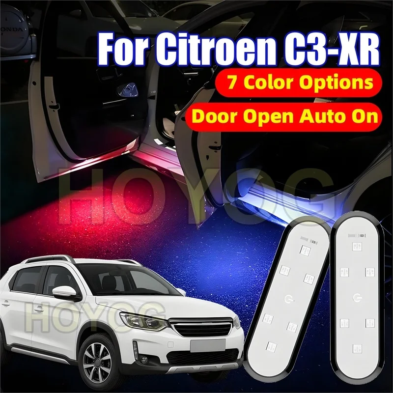 Fit for Citroen C3-XR 2014-2020 USB Rechargeable LED Car Door Welcome Lamp featuring a Magnetic Sensor for Ground Lighting