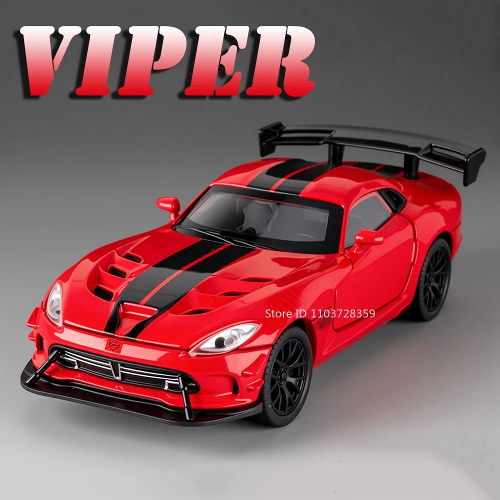 1:32 Viper Tomahawk Speelgoed Supercar Modellen Metal Diecast Sound Light Deuren Geopend Pull Back Miniatuur Sportwagens voor Kinderen Geschenken