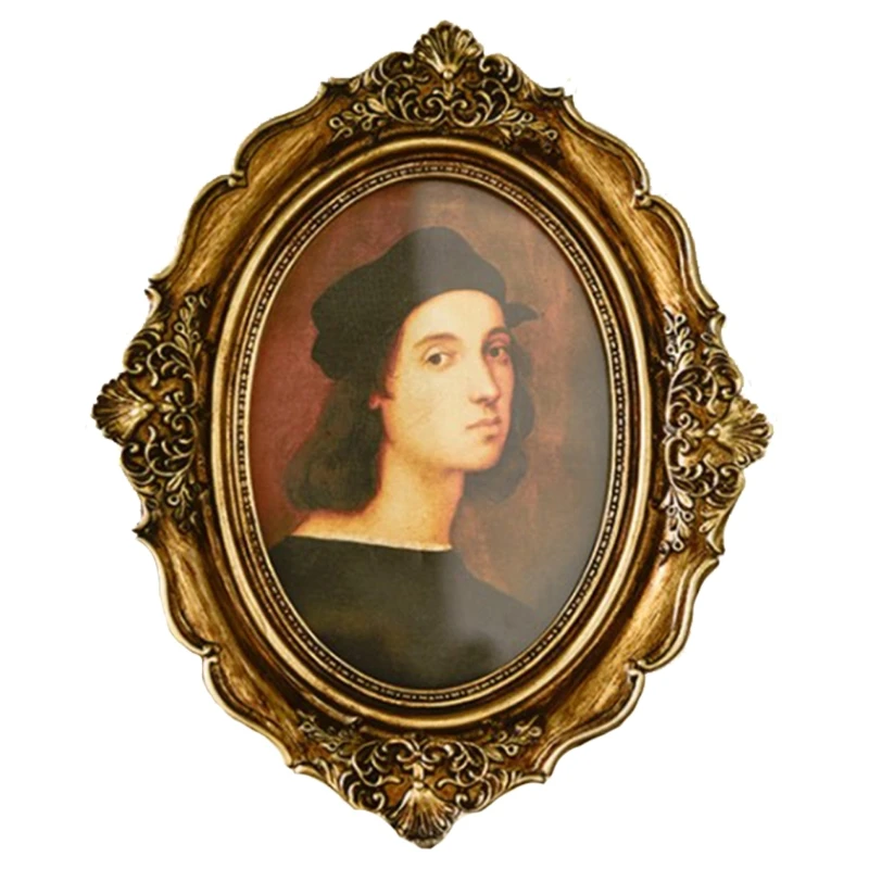 Cadre Photo Vintage en résine Imitation bois, Style cour royale, cadre Photo en relief, ornements de maison