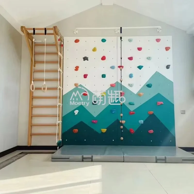 Newly Upgraded Fitness Wooden Kids Sports Gym Home Fitness Equipment Ladder Wall Monkey Bar Kids Fitness Gymnastics - Indoor Wo