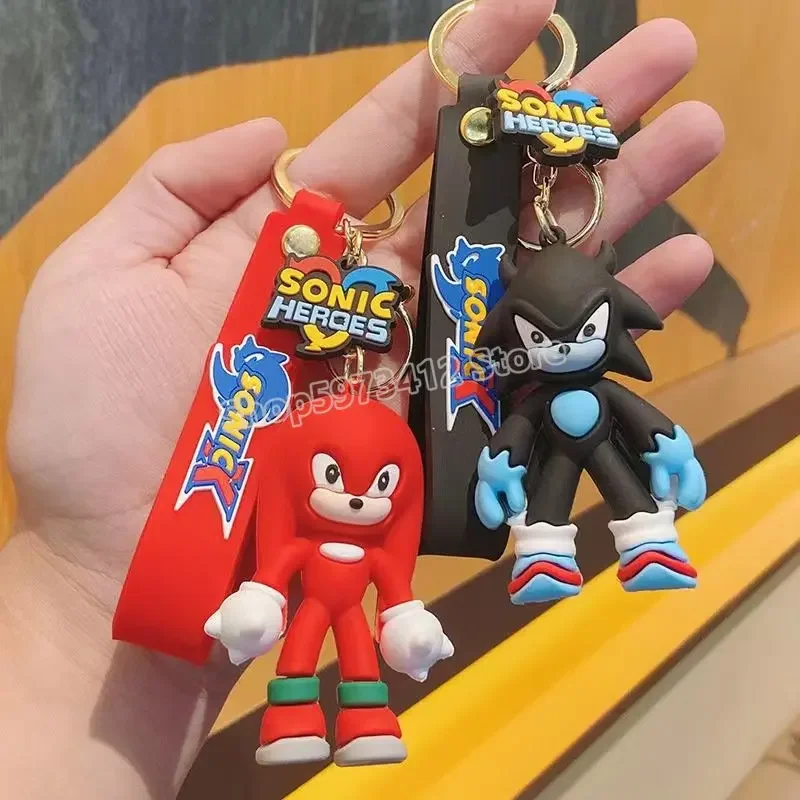 Sonics Key Chain Car Anime Cartoon Cute Key Charms Ring Action Figure Bag Pendant Keychain Shadow Sliver Tails Doll Accessories