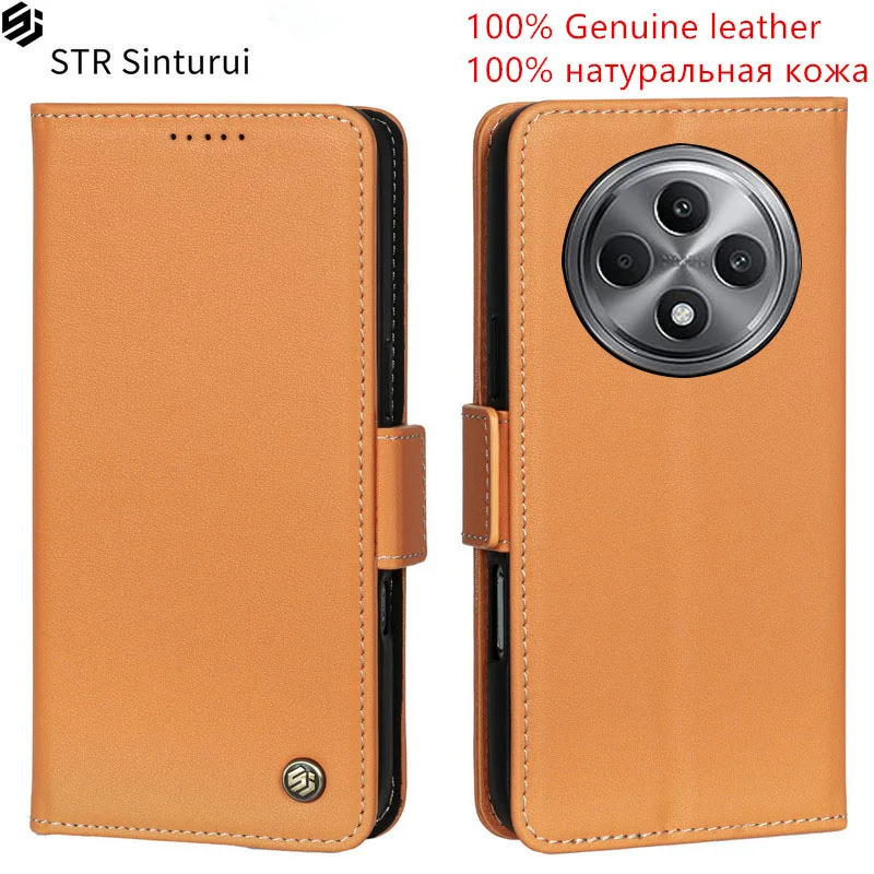 

STR Genuine leather Nappa grain card Slot Wallet Cover For Oppo Reno12 Reno11 F 4G Reno10 Pro+ Pro Flip shockproof phone Case