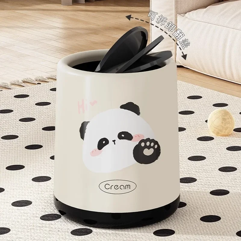 bedroom, bathroom, rocking lid trash can, large capacity, thickened high-quality cartoon paper basket, garbage can