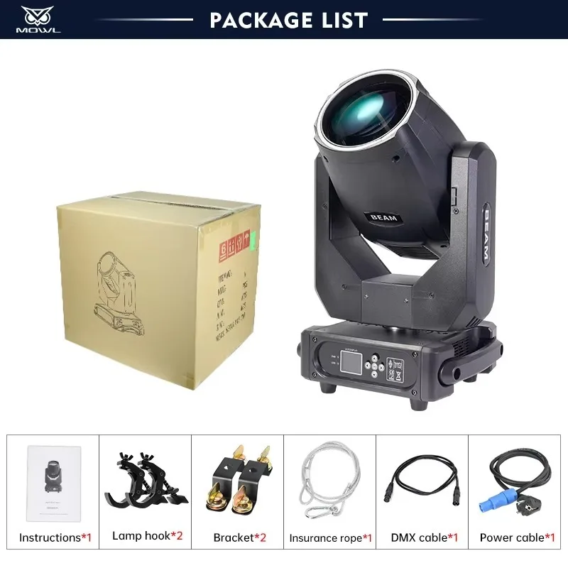 250W DMX Controlled Sharpy LED Beam Moving Head Projection Light Halo Ring Effect for DJ Stage Club Lighting Projects
