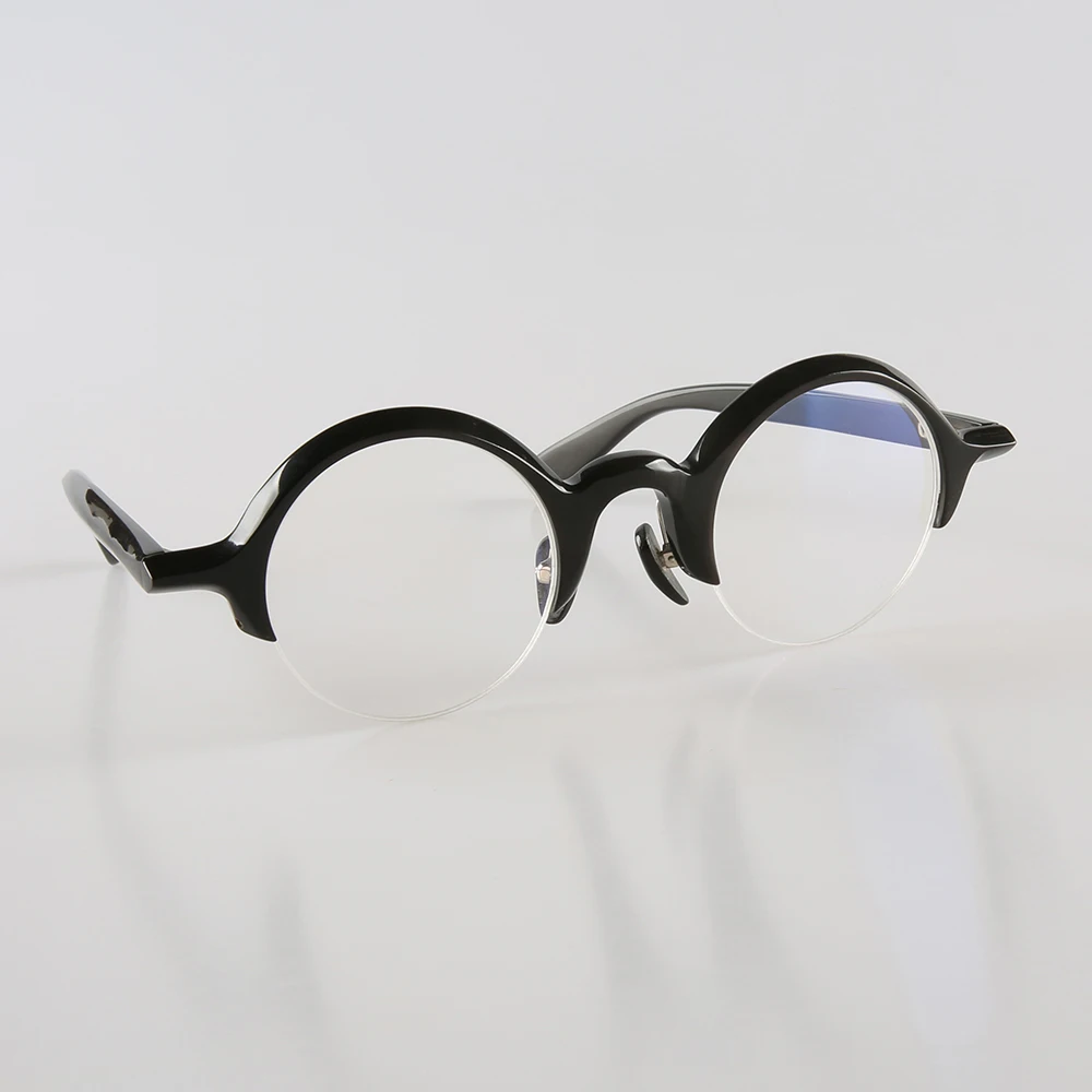 

Eyeglass Frames Unique Oversize Optical Lenses Eyeglasses Half Rim Round Handmade Buffalo Horn Prescription Man Glasses Frames