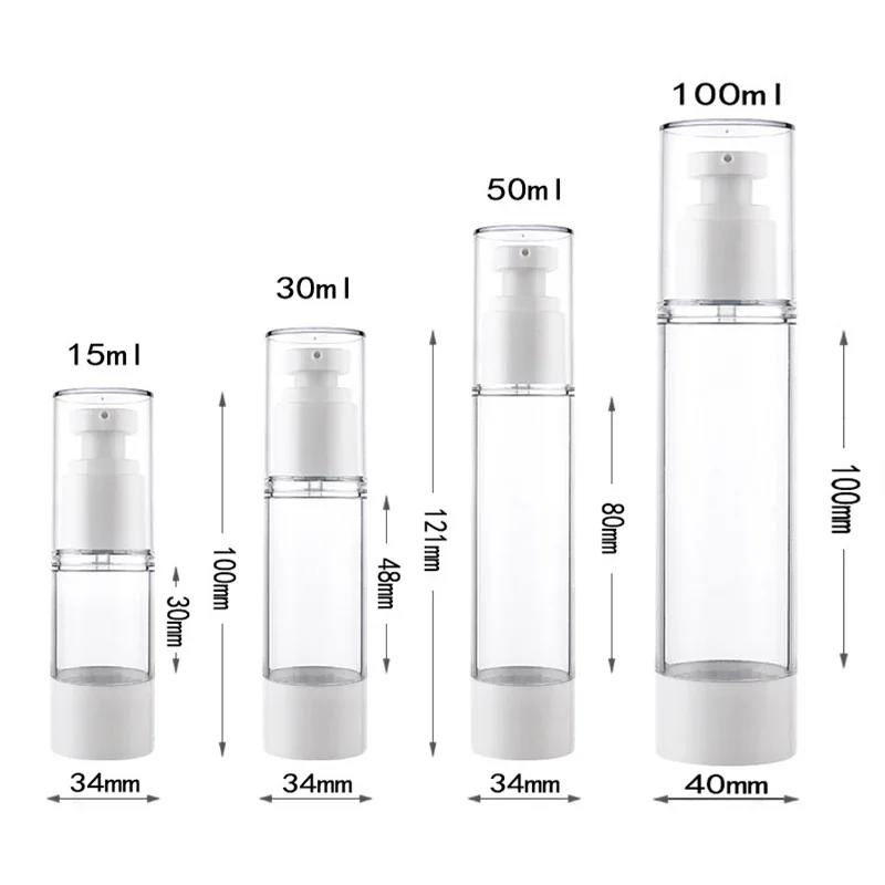 15/30/50/100ML Airless Vacuüm Hervulbare Flessen Portablere Lege Lotion/Spuitfles Reizen Pomp cosmetische Container Make-up Tool