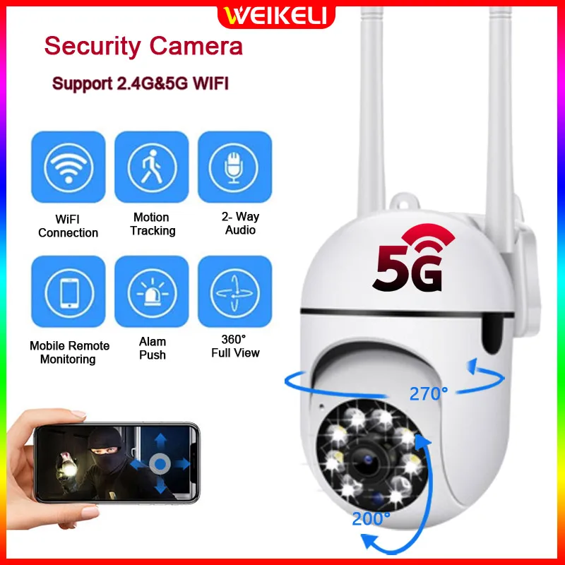 cameras de seguranca sem fio com rastreamento de movimento camera ip 5g vigilancia video 2mp wifi protecao hd 1080p cctv ao ar livre 01