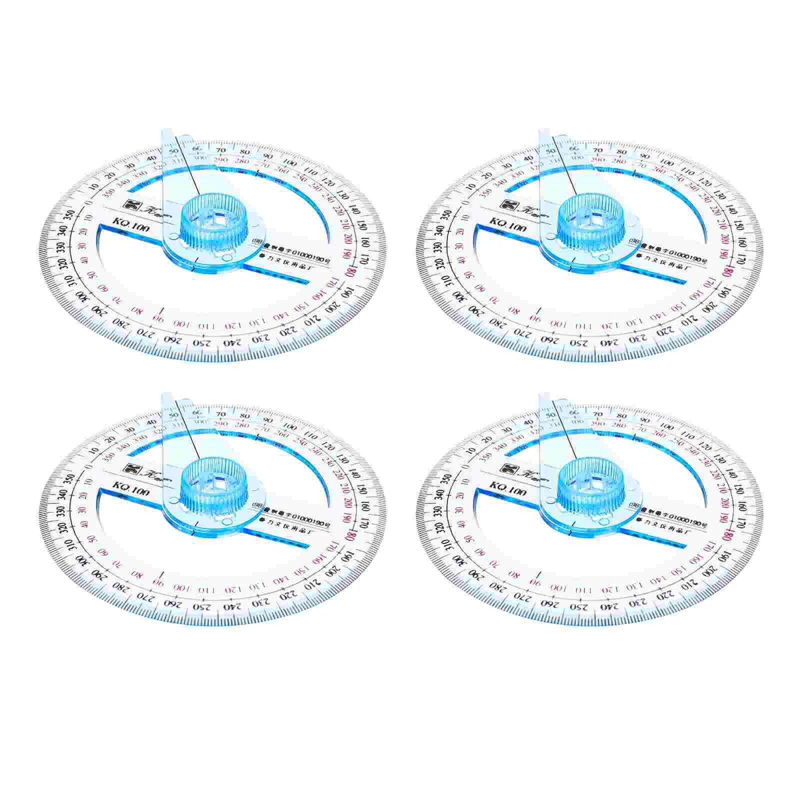 4 Pcs Ruler Protractor Scale Drafting Tool Circle Major Geometric Sky-blue Geometry Student Use