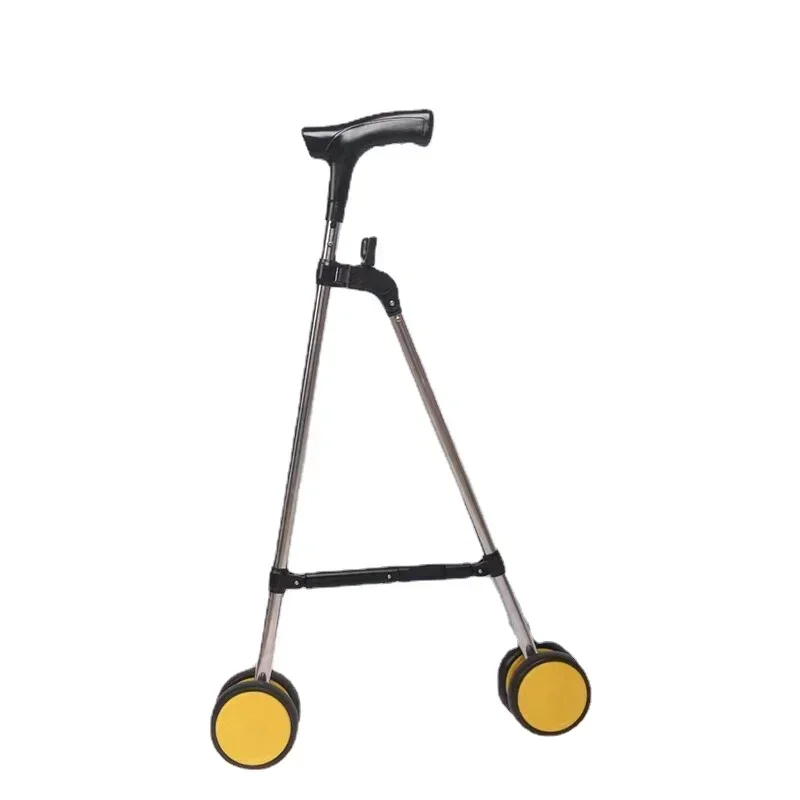 U-hook Folding Storage Crutch Walker Elderly Crutches with Wheels Triangular Support Mobility Aids Cane Giving Gifts To Elderly