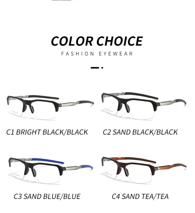 YIMARUILI Sportbrillengestell für Herren und Damen, Aluminium, TR90, Halbrahmen-Brille, Federbeine, optische verschreibungspflichtige Brillen 5857 – Detail 3