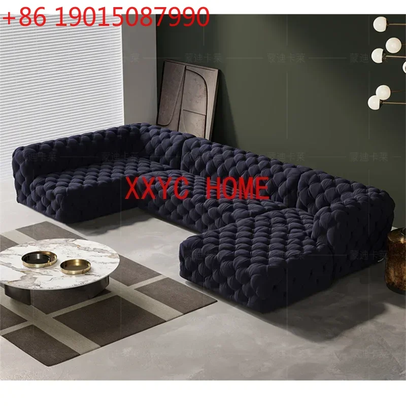 Moon Surface Pull Buckle Sofa Living Room L-Shaped Imperial Concubine Corner Combination American Large Apartment