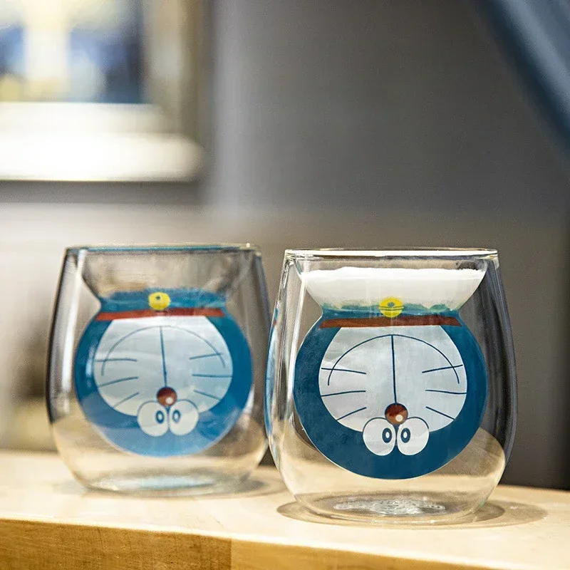 نظارات كرتونية ثنائية الجدار أنيمي دورايمون للأطفال ، أكواب مشروبات كوكاتيل ، هدية عيد الميلاد ، حليب ، قهوة ، عصير ليمون