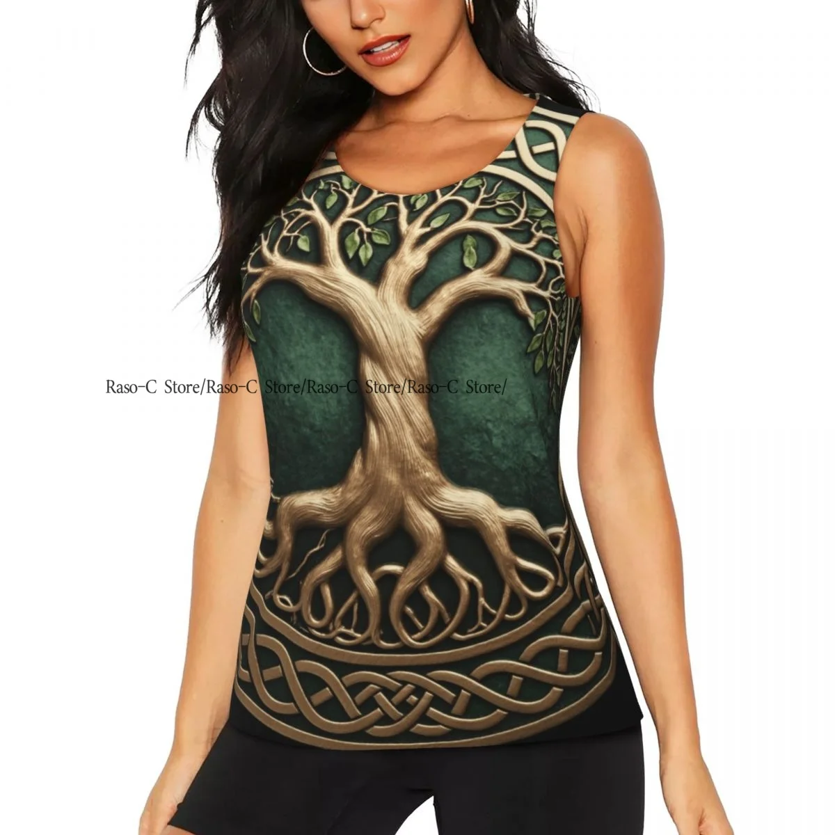 

Women Casual Sport Yoga Vest Tree Of Life Quick Dry Running T-shirt Training Workout Gym Sleeveles