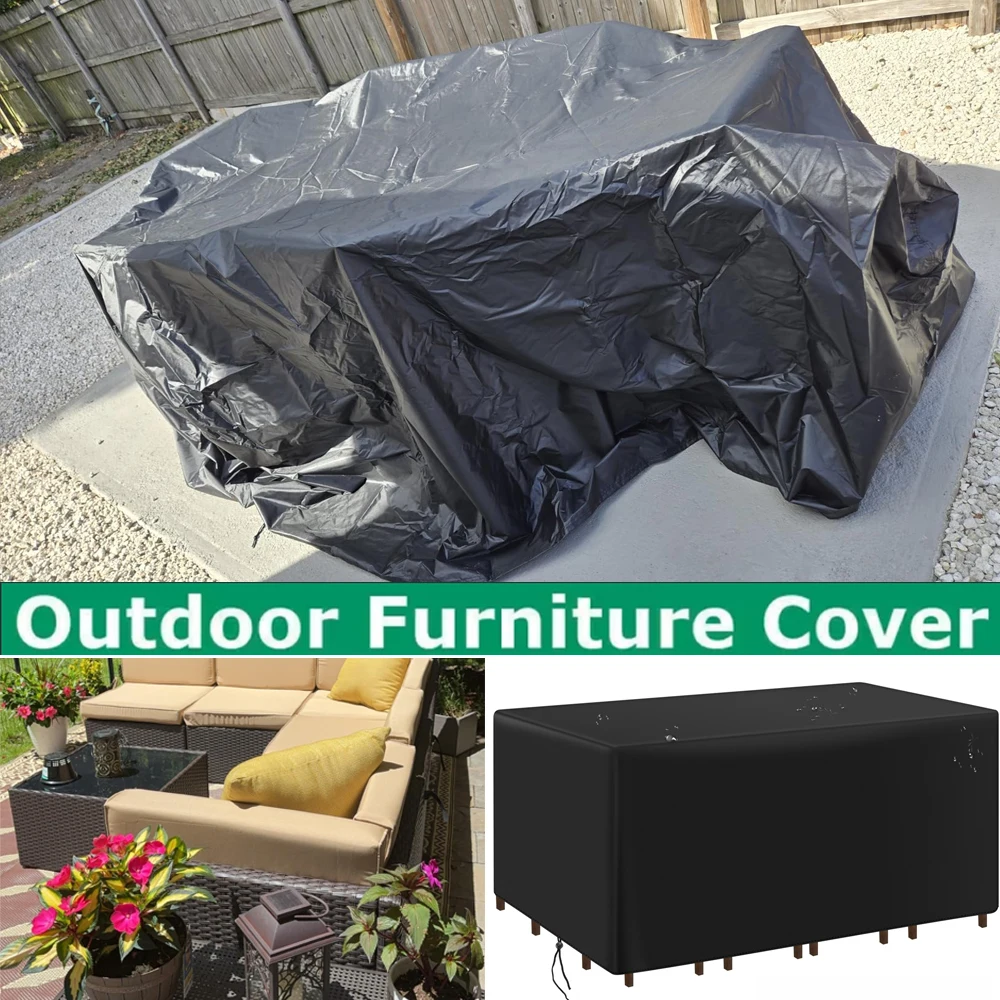 

Многоразмерный большой прямоугольный чехол для садовой мебели, сверхпрочный, с защитой от УФ-излучения, прочный уличный чехол для стола из ткани Оксфорд 210D