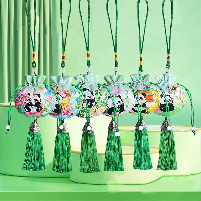 Sachet Empty Bag Chinese Style Jewelry Storage Bag Panda Pattern Embroidery Sachet Lucky Tassel Drawstring Bag