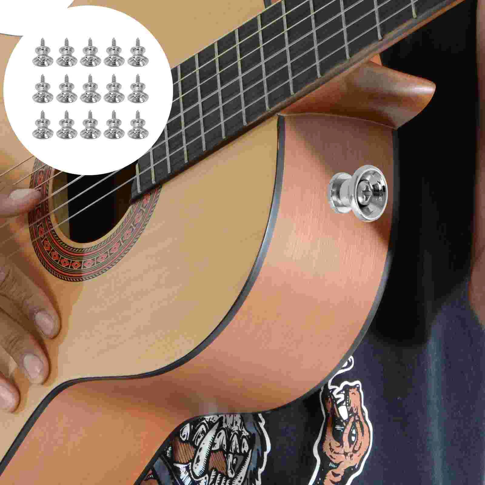 

15 Pcs Guitar Strap Lock for Non-skid Tail Metal Button Rhinestone Pins Accessories Buckle Locks Acoustic