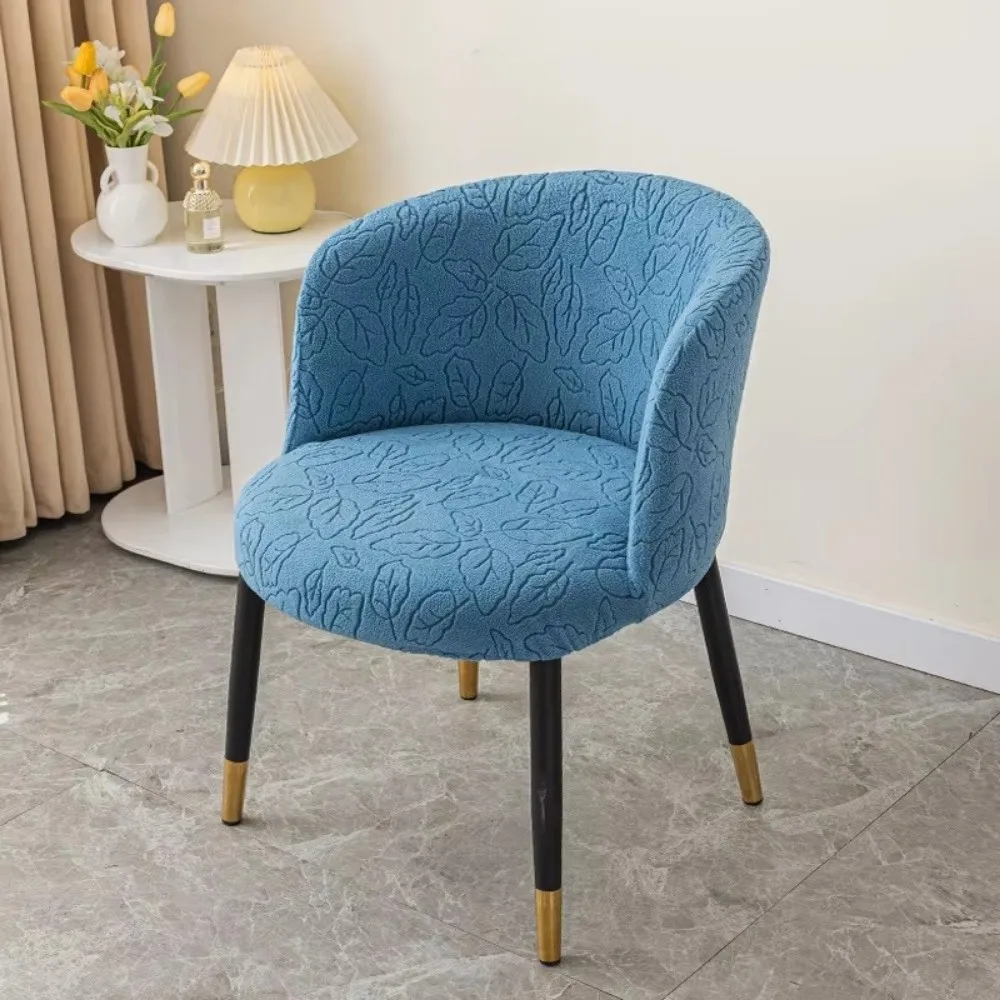 Nordic Elastic Curved Armchair Cover 3D Jacquard Arc-Shaped Seat Cover Dustproof Dining Chair Slipcover For Home Living Room