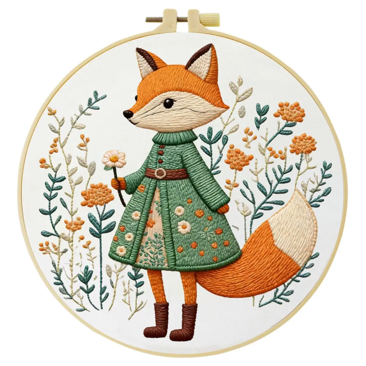 1 Stück 20x20 cm/15x15 cm 7,87/6,3 Zoll Rotes Hirsch Stickerei Starter-Kit DIY-Kit Stickerei-Set für Anfänger – Detail 2