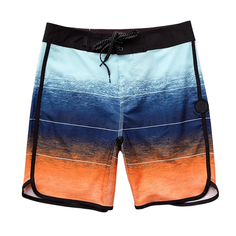 Elastic quick drying skateboard shorts, striped contrasting swimsuits, vacation beach shorts, casual men's wear Fitness Gym 2024