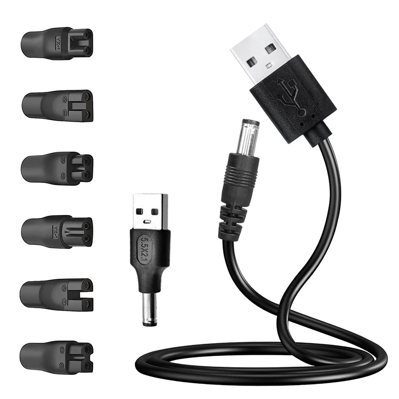 8 PCS 5V USB Power Cord DC Converter Universal Replacement Charger Cable Fit Electric Shaver Hair Clipper Daily Repair Accessory