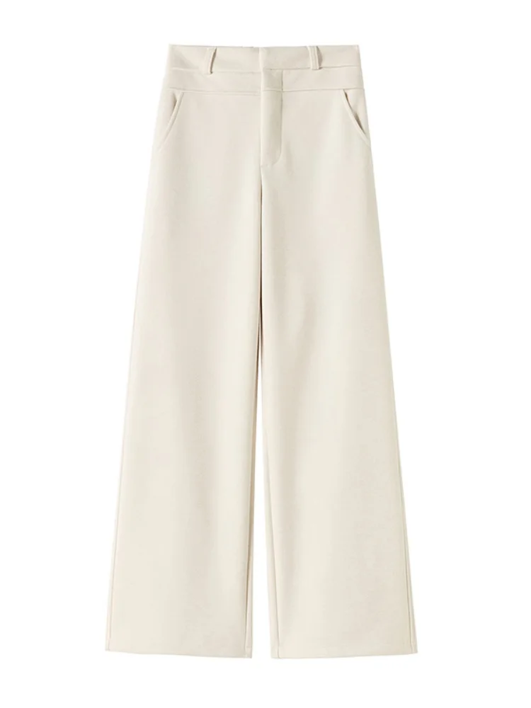 High Waist Straight Leg Pants Women's Casual Wide Leg Suit Pants Autumn Winter Faion Korean Sle ket Detail Commute Wind