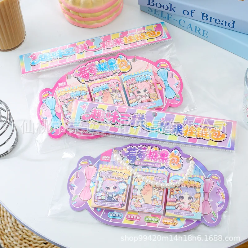 Candy Pearl DIY Sticker Book, Kawaii Makeup Dress Up Nail Art Stickers, Cute Handbag Mini Album for Kids Girls Scrapbooking view 5