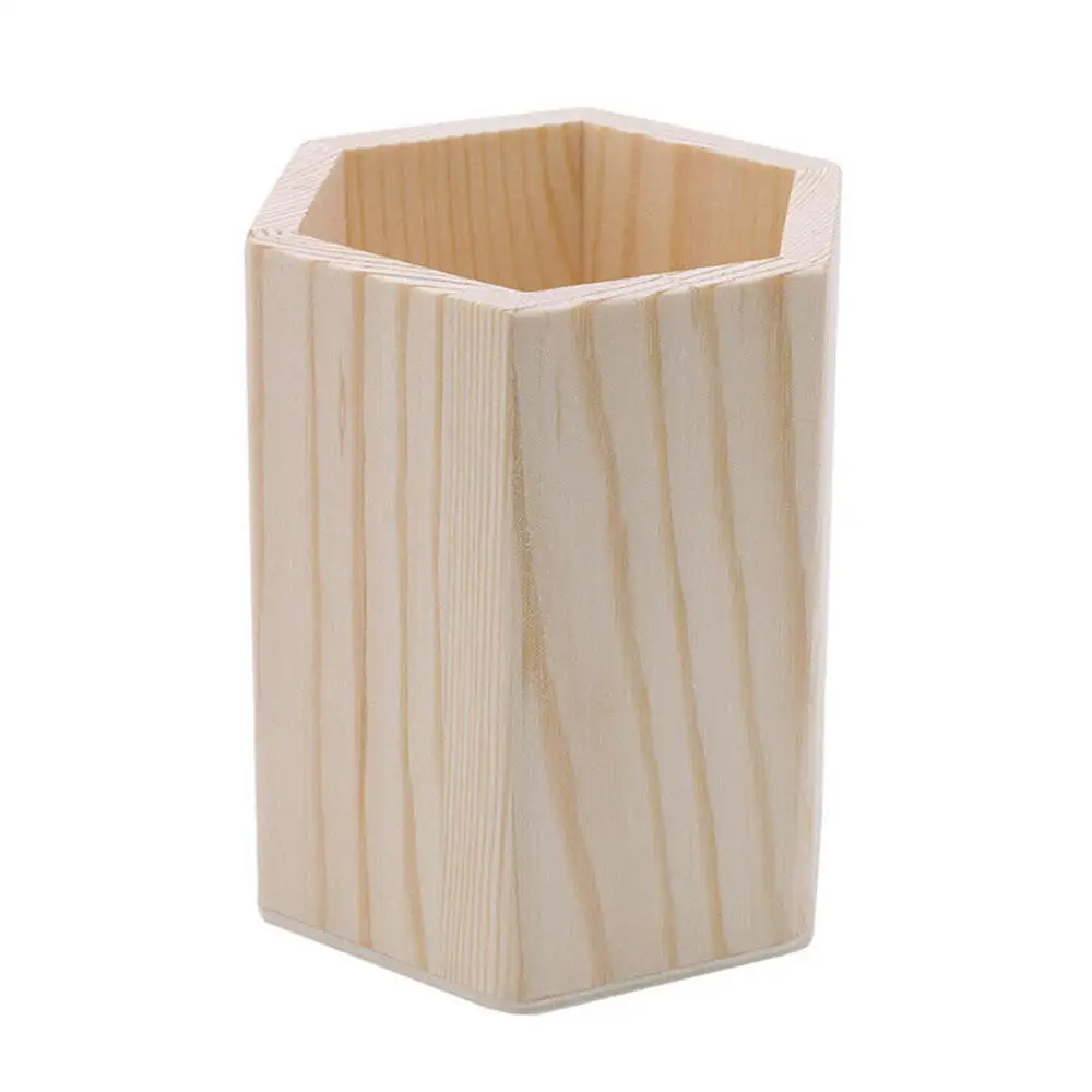 Desktop Holz Stift Halter Schule Büro Stift Bleistift Lagerung Box DIY Tisch Schreibwaren Veranstalter Topf Home Make-Up Pinsel Container