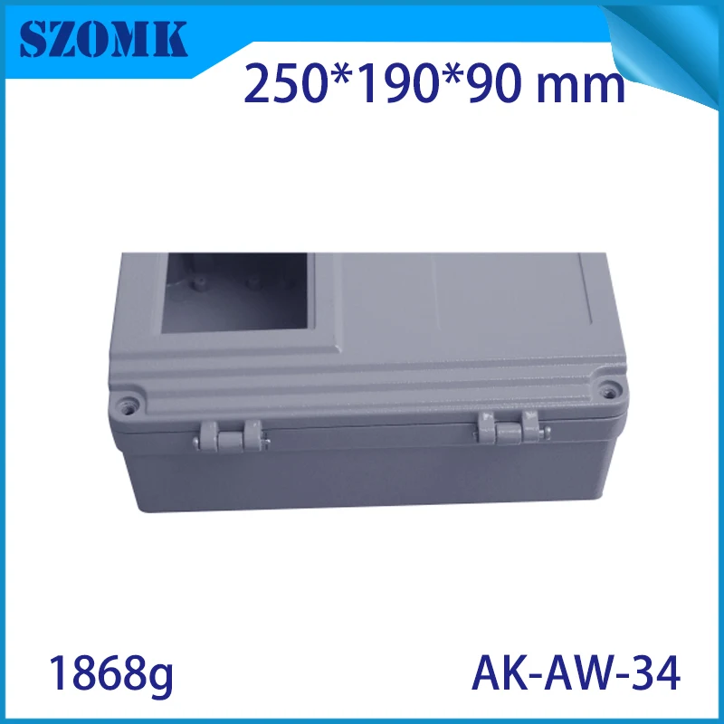 1 Piece 250*190*90mm szomk hinged cover die cast waterproof aluminum amplifier housing aluminum box electronics enclosure