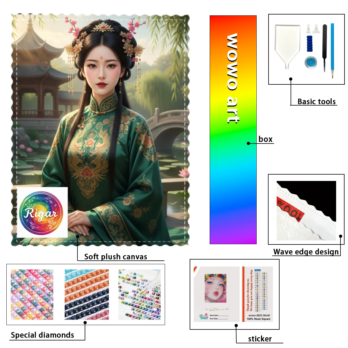 

【Rigar Diamond art】Elegant Chinese girl in ancient costu 100% resin FD+ab+xc Diamond Stamping Kit Perfect Masterpiece worth Bu