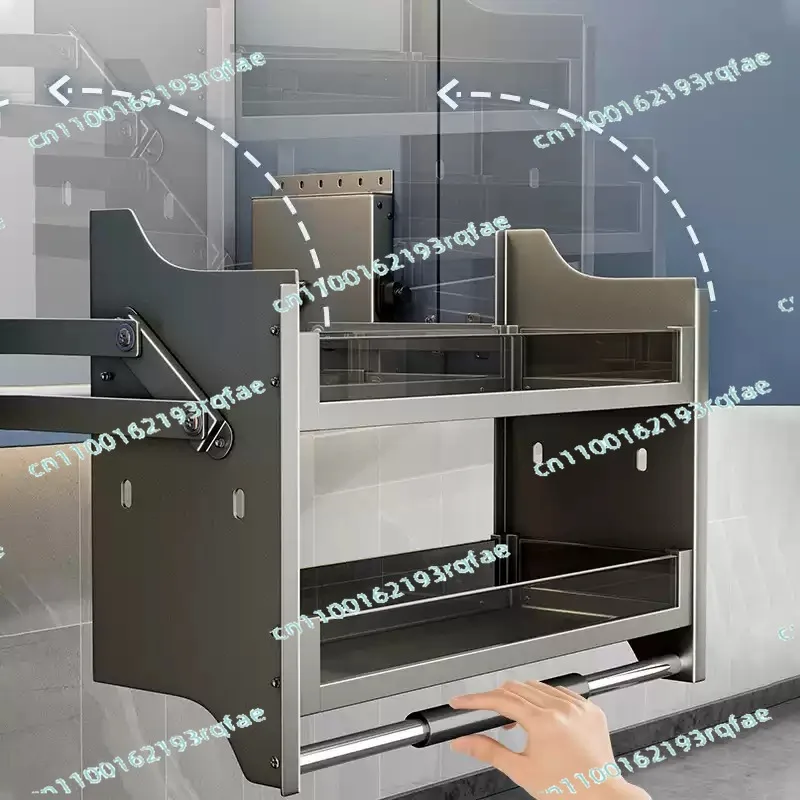 

Выдвижная полка-органайзер для специй, сверхпрочная, для хранения приправ, подъемная корзина для кухонного шкафа