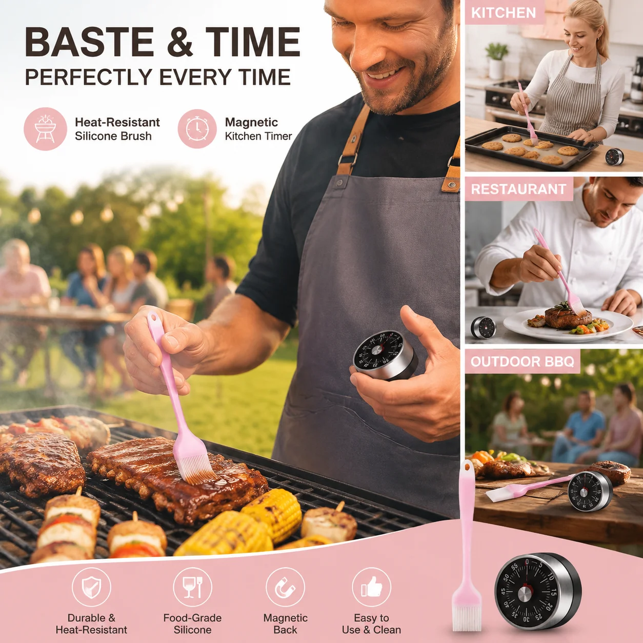 Countdown Reminder Magnetic Mechanical Visual Timers Classroom Baking Clock For Teaching Meeting Kitchen Cooking Baking Working
