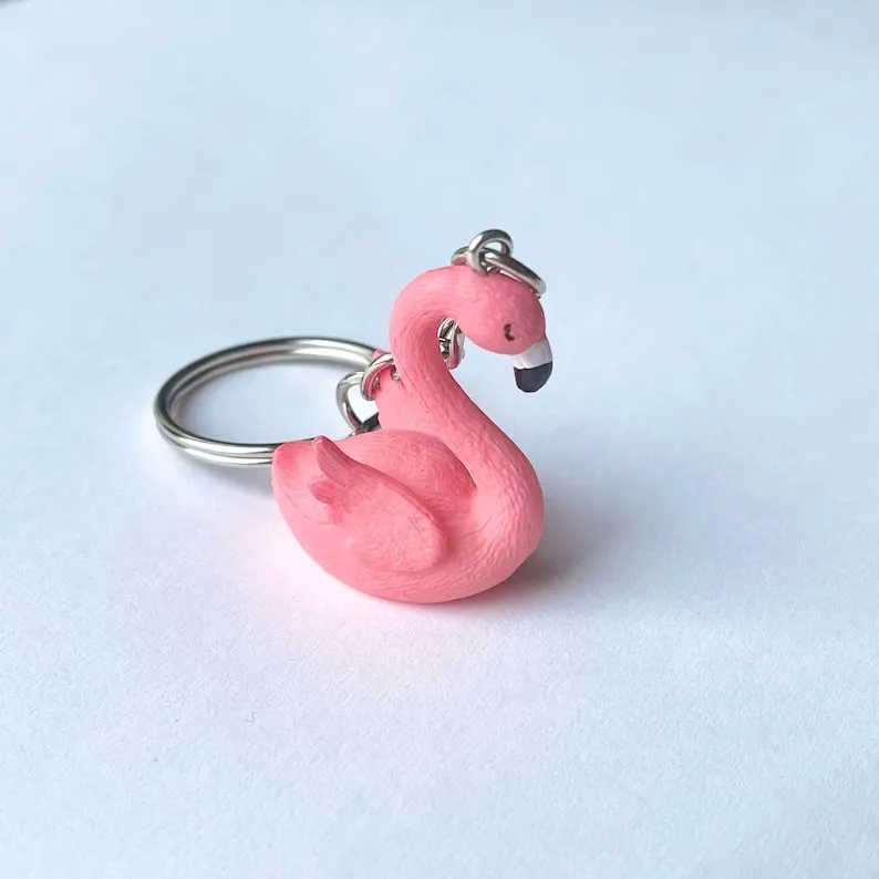 Flamingo keyring lover gift small flamingo keychain bird keyring  kawaii cute delicate statement y2k fashion keyring women 2022