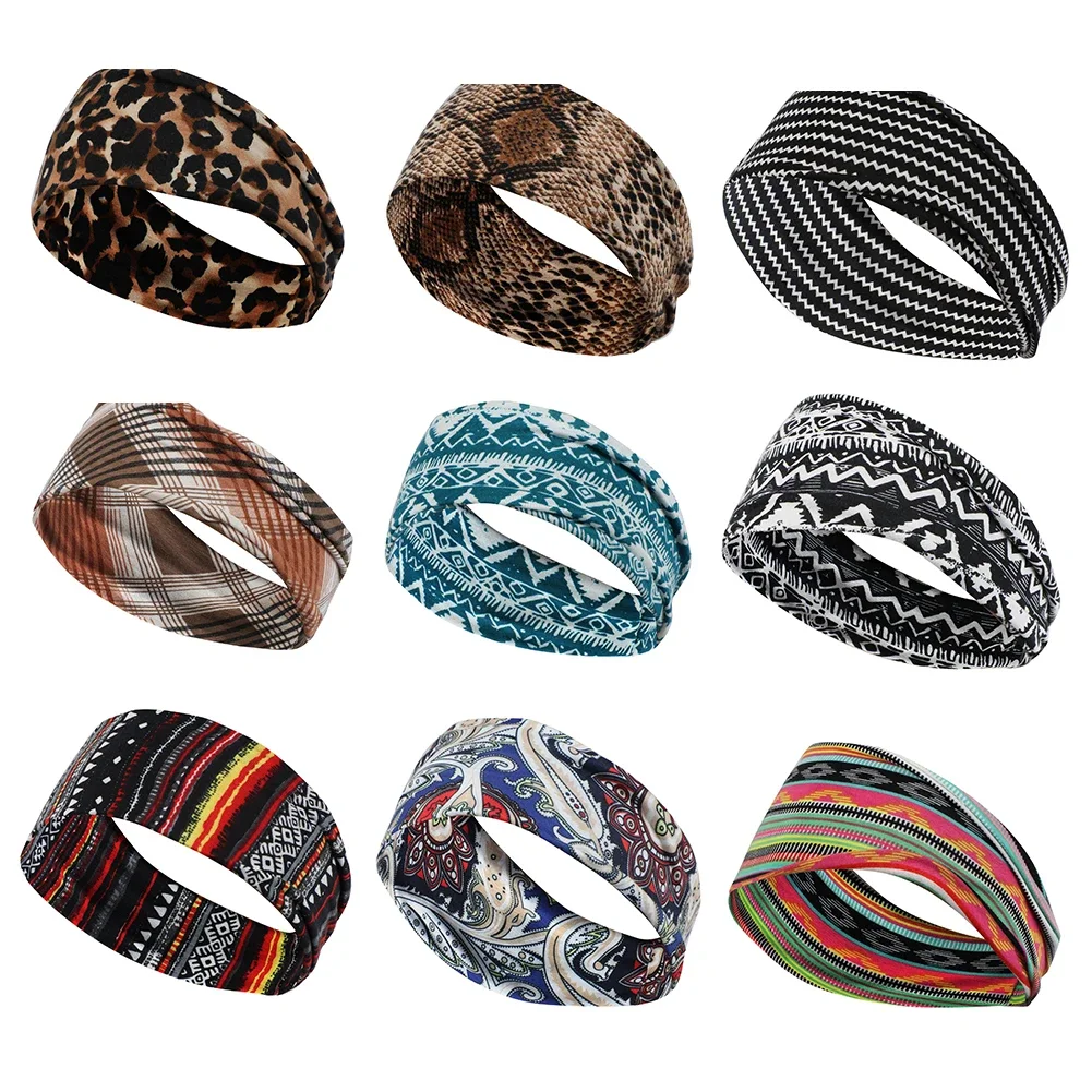 1PC Flag Pattern Stretchable Sports Headband Men Women Fitness Sweat Bands Anti-Slip Yoga Hair Bands Oudoor Headband Scarf