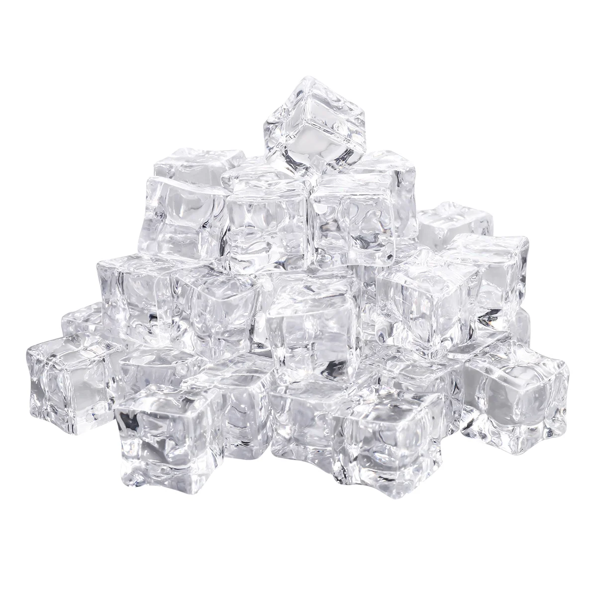 

VORCOOL 50Pcs 20mm Cube Square Luster Ice Cubes Fake Artificial Acrylic Ice Cubes Photography Props Ki