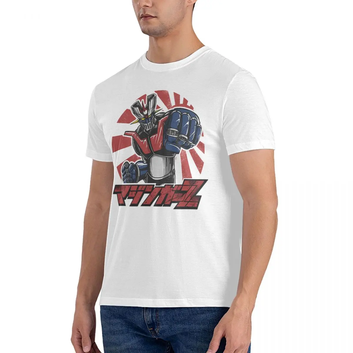 Men's T-Shirt Cartoon Leisure Cotton Tees Short Sleeve Voltes V T Shirt Round Collar Tops Printed