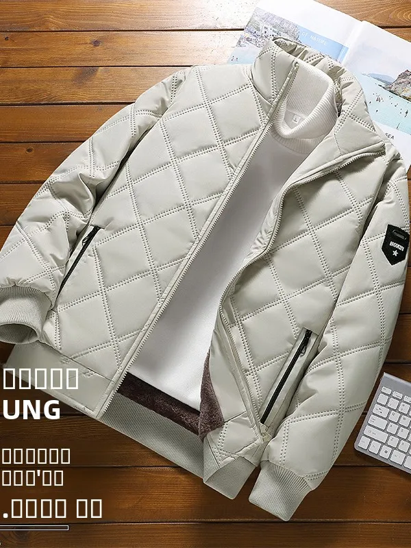 

Men's Thiened Fce Lined Cotton Jaet Autumn Winter Casual Loose Fit Windproof Cold Resistant Warm Workwear Polyester Fiber