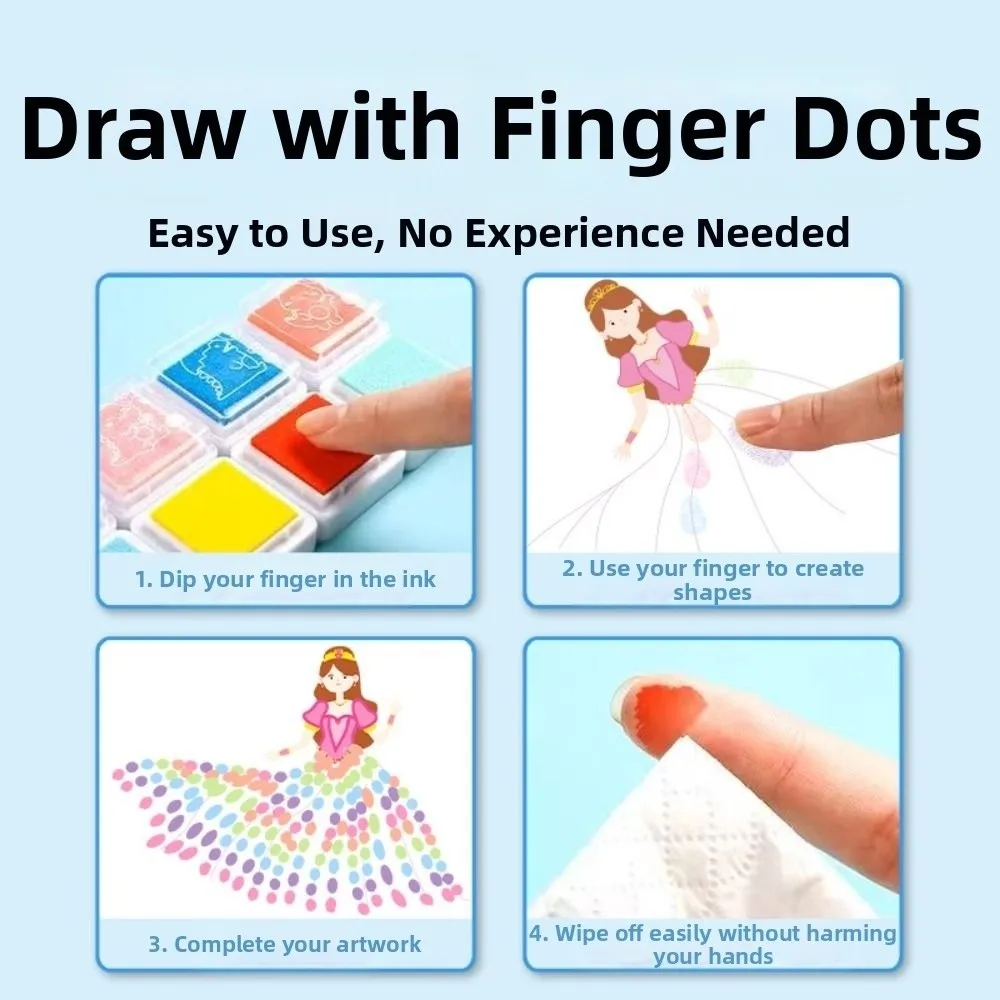 Creative Drawing Coloring Books Handmade Cartoon Animal Finger Art Drawing Book Early Learning DIY Finger Painting Set