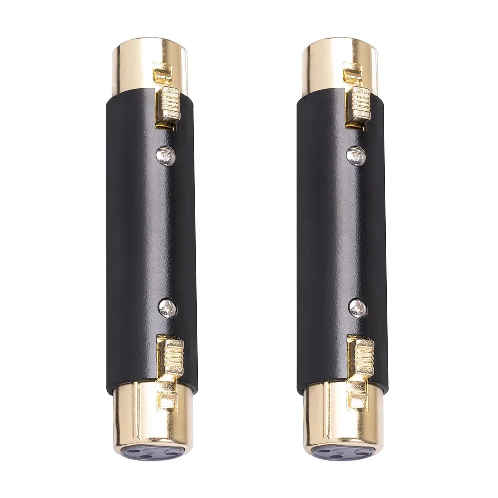 Gold Plated Plug Metal Shell 3-pin XLR Female To XLR Female Cannon Audio Adapter