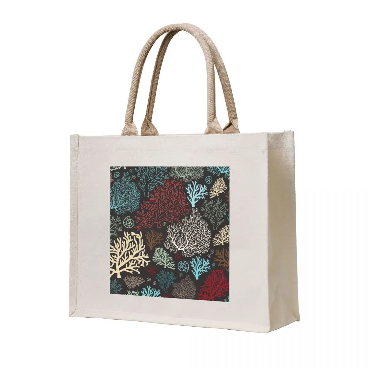 

Ocean corals on the dark background Tote Bag hand bag shopper bags Fabric bag sac pour femme